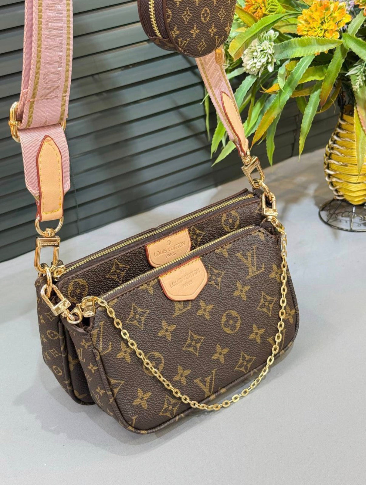 PRE ORDER: LV pochette bag & pink strap